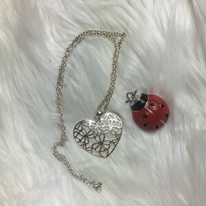 Heart pendant, silver tone, 26” necklace, NWT.